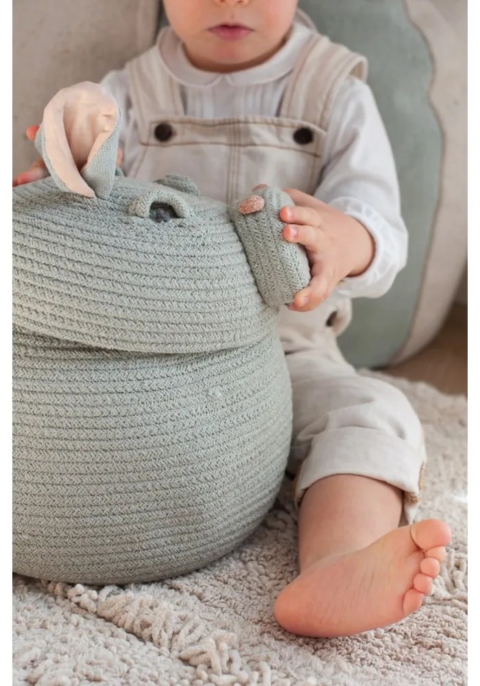 Coș de jucării pentru copii gri deschis din material textil ø 25x30 cm Henry the Hippo – Lorena Canals