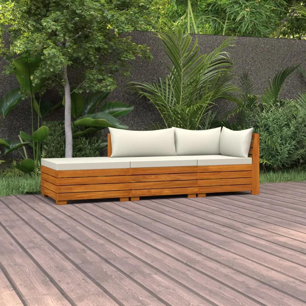 3087305 vidaXL Set mobilier de grădină cu perne, 3 piese, lemn masiv acacia