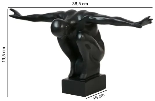 Decorațiune de masă din rășină, 25 x 41 x 20 cm, negru