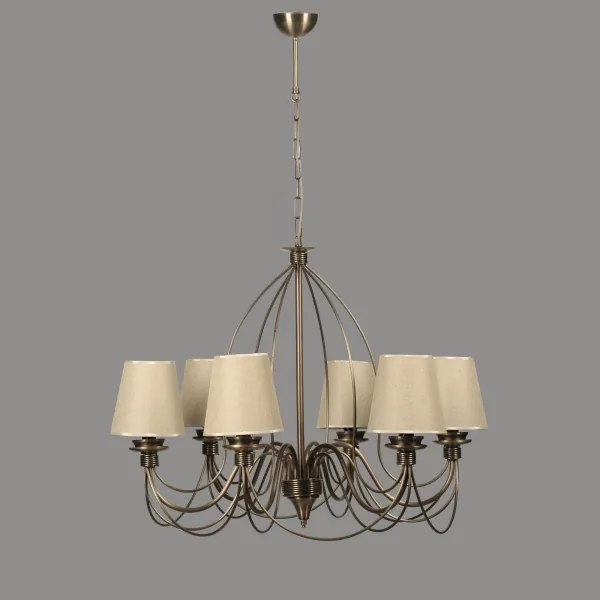 Candelabru pe lanț CLASSIC 6xE14/40W/230V bronz/bej
