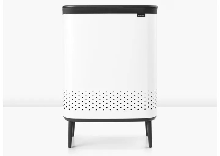Cos de rufe Brabantia Bo 1004176, 2x45 L, Umplere fara deschidere, Orificii aerisire, Picioare reglabile, Alb