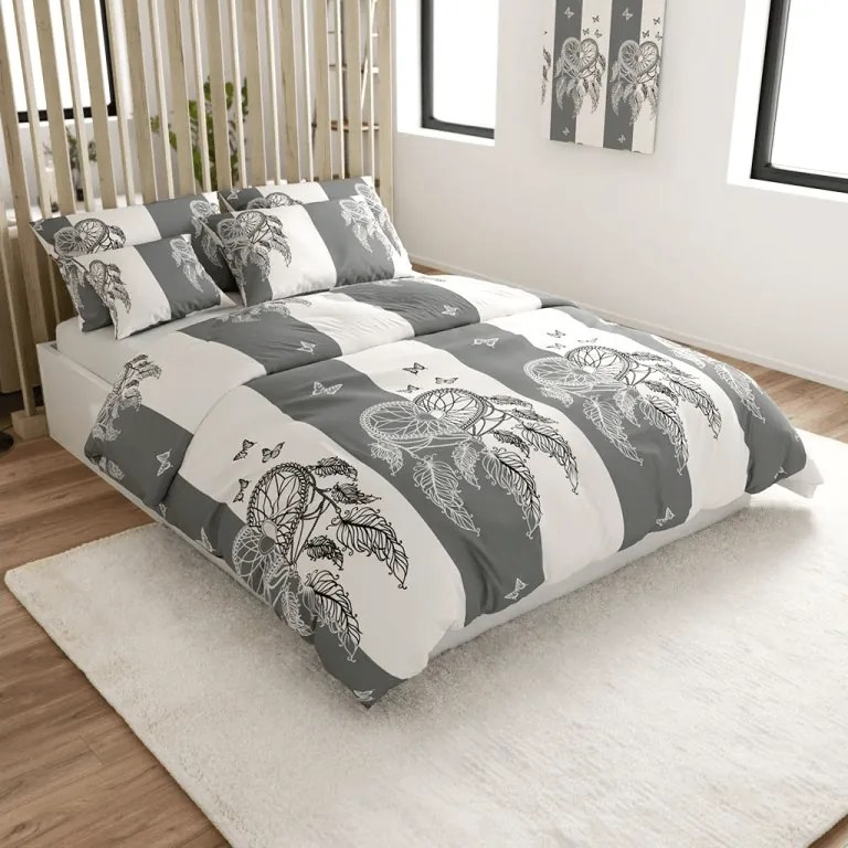 Lenjerie de pat din bumbac TIRSO POLY gri-alb Dimensiune lenjerie de pat: 70 x 90 cm | 140 x 200 cm