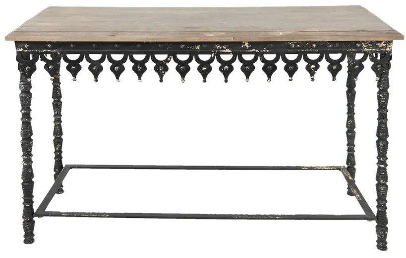 Consola metalica, cu blat din lemn, aspect vintage, Dare