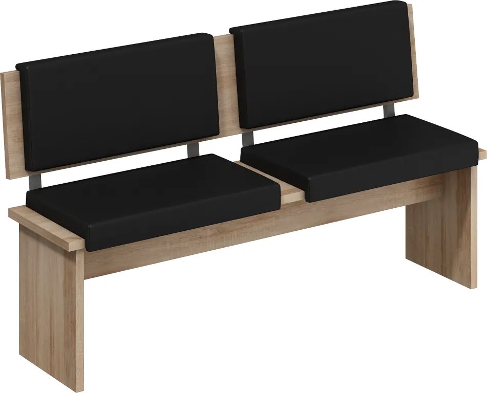 Set masă scaune pentru sufragerie Benito mare (stejar sonoma + negru) (pentru 6 persoane). 1006541