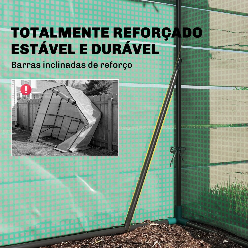 Outsunny Seră de Grădină 143 x 73 x 195 cm cu Rafturi cu 2 Etaje, Verde | Aosom Romania