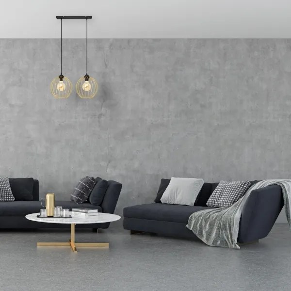 Lustră pe cablu MERCURE 2xE27/15W/230V negru/auriu