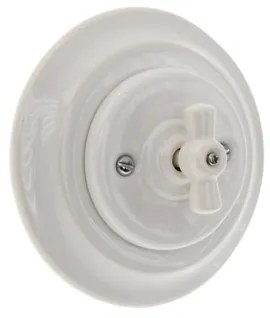 Bohemia-Design - Comutator rotativ retro din porțelan cu ramă nr. 1 alb