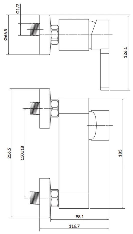 Baterie dus Cersanit Luvio, crom lucios
