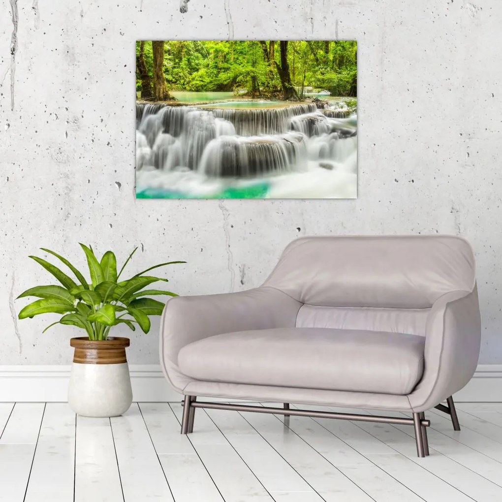 Tablou pe sticlă cu cascade (70x50 cm)