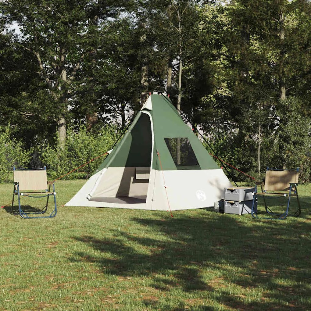 vidaXL Cort Tipi cu acoperiș Verde 383 x 338 x 217 cm tafta