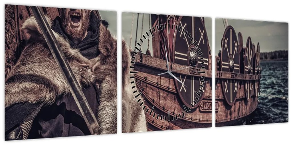 Tablou - Războinic viking (cu ceas) (90x30 cm)