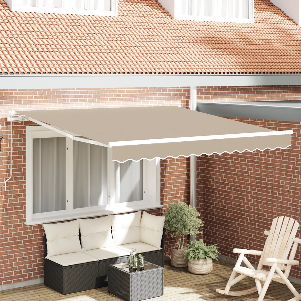 vidaXL Cortina Retractabilă Manual Bej 350 x 250 cm țesătură
