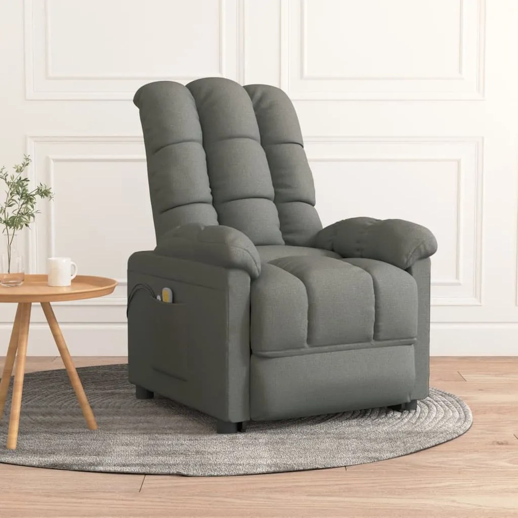 3073759 vidaXL Fotoliu de masaj electric rabatabil, gri închis, textil