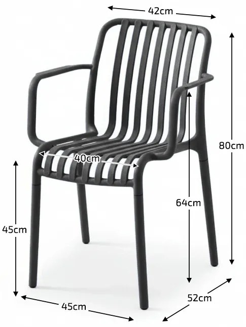 Scaun din plastic TREGO cu brate, antracit