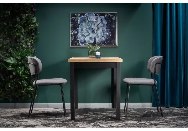 Masă de dining KINDOR, stejar Wotan/negru