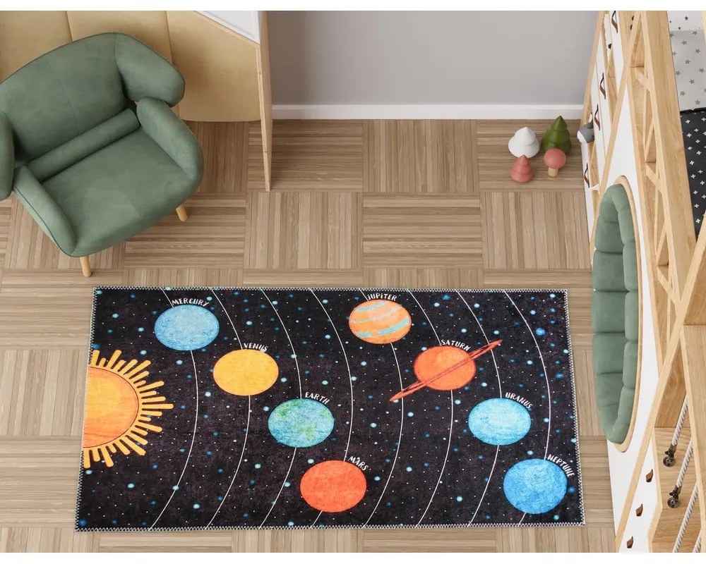 Covor de joacă pentru copii lavabil 80x120 cm Solar System – Vitaus