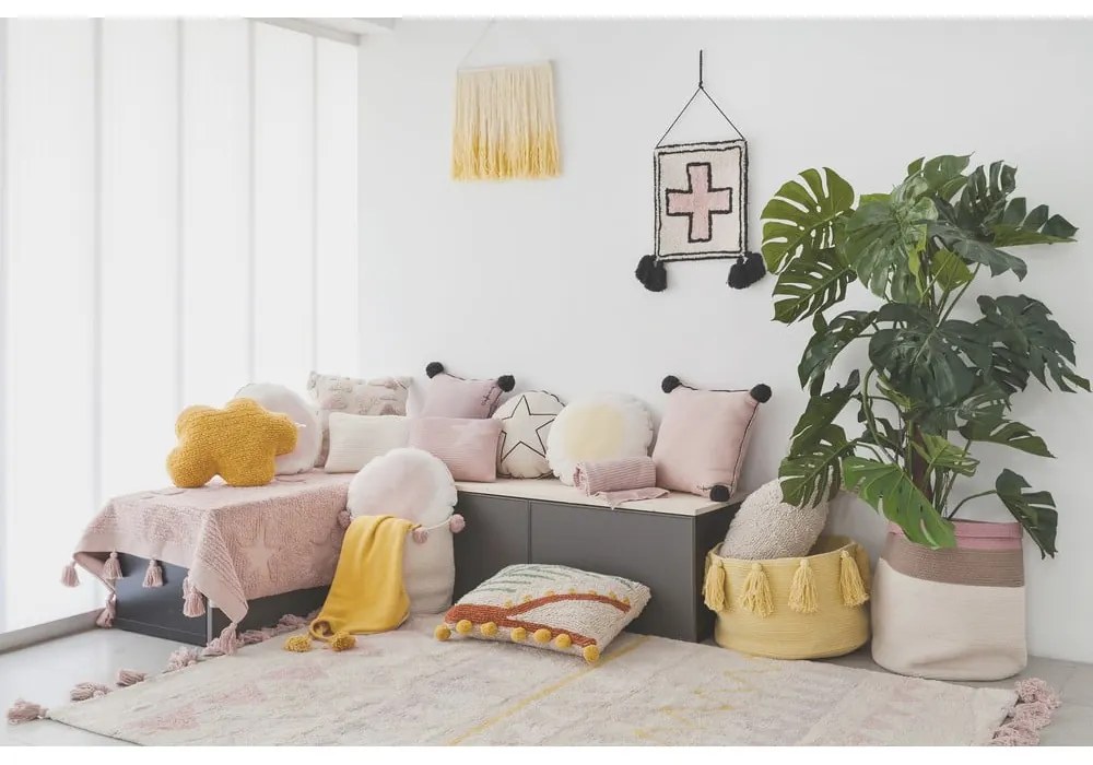 Coș de jucării pentru copii crem din material textil ø 30x30 cm Bubbly – Lorena Canals