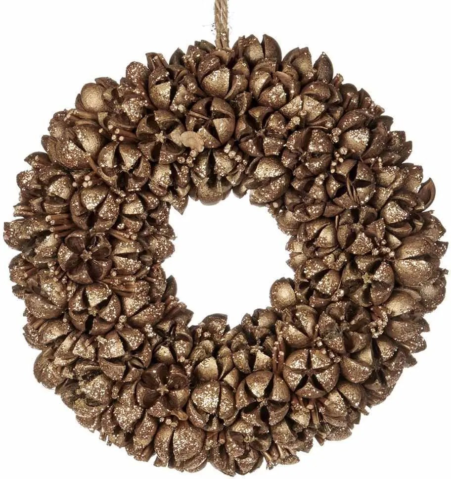 Coronita de Craciun Pod 23 cm - Maro/Auriu