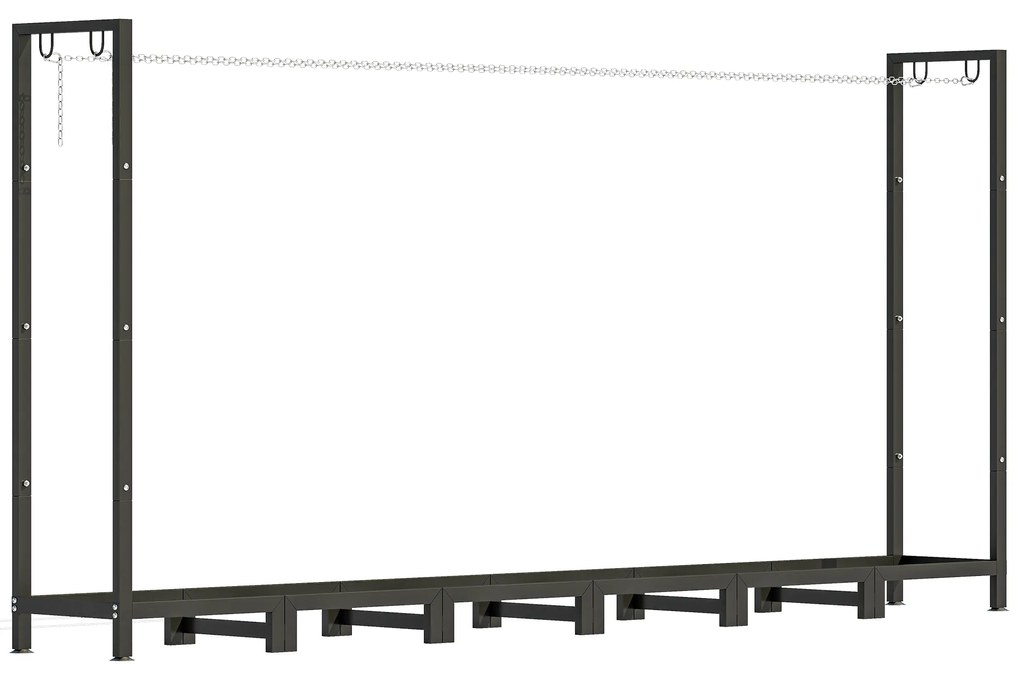 Outsunny Suport de Lemne din Metal 0.8m³ cu Preș Impermeabil și Lanțuri 235x31x116cm | Aosom Romania