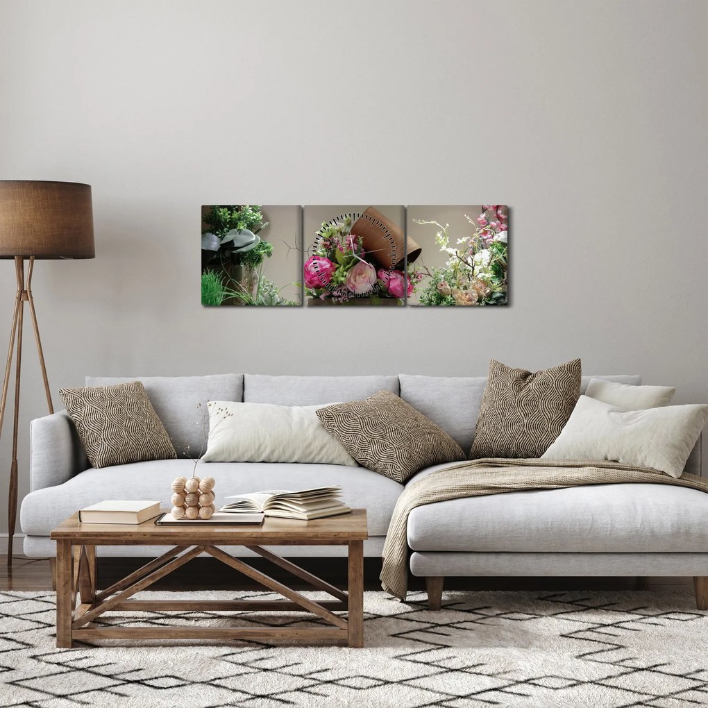 Tablou -Trandafir pentru tine (cu ceas) (90x30 cm)