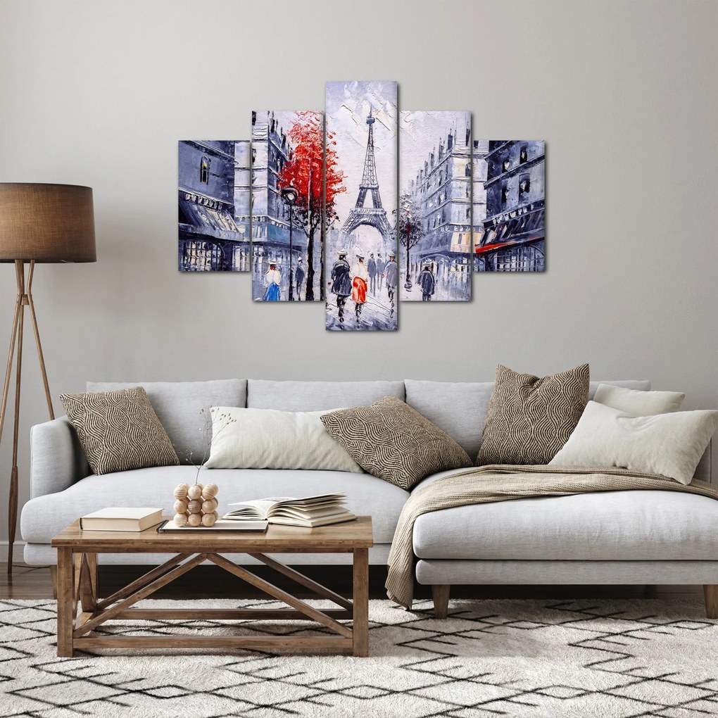 Tablou - Străzi din Paris, pictură în ulei (150x105 cm)