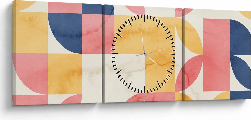 Tablou - Abstracție cu modele retro (cu ceas) (90x30 cm)