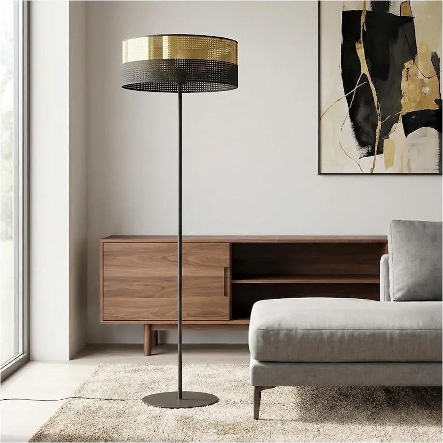 Lampă de podea LUX 1xE27/15W/230V neagră/aurie