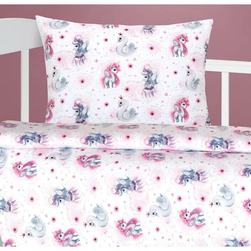Bellatex Lenjerie de pat din bumbac Beata Unicornroz, 100 x 135, 45 x 60 cm