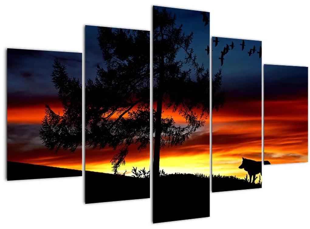 Tablou - Silueta unui lup (150x105 cm)