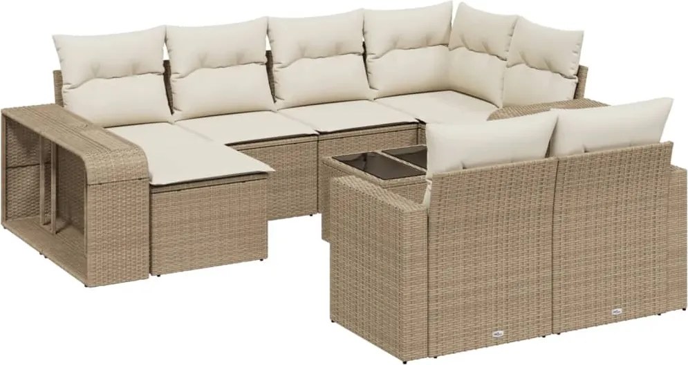 vidaXL Set canapele de grădină cu perne, 11 piese, bej, poliratan