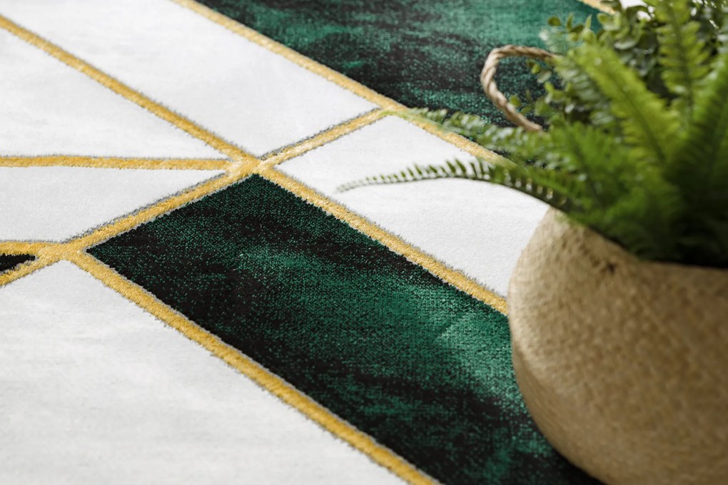 Exclusiv EMERALD covor 1015 cerc - glamour, stilat, marmură, geometric sticla verde / aur