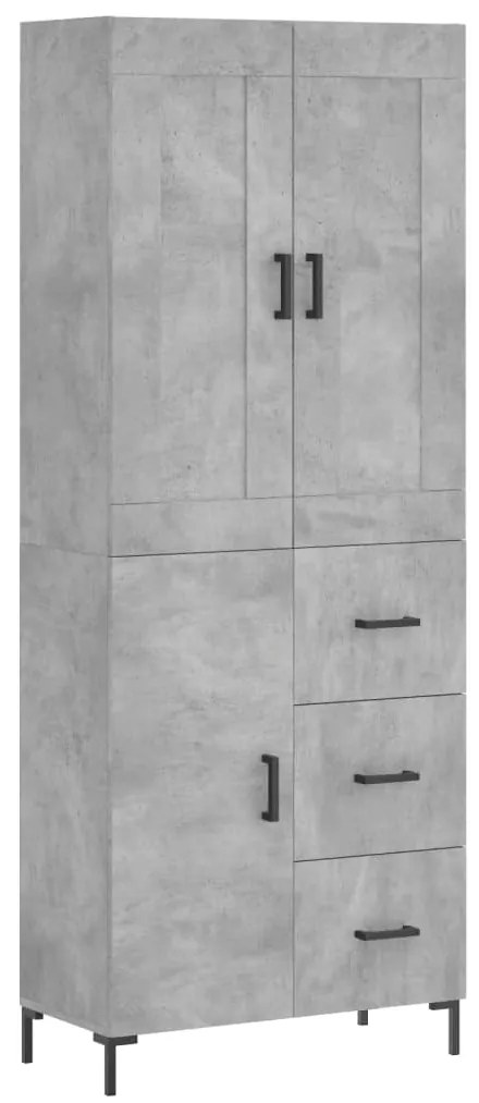 3199813 vidaXL Dulap înalt, gri beton, 69,5x34x180, lemn compozit