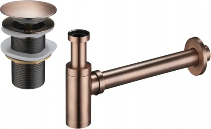 Mexen semi-sifon chiuvetă rotund cu dop clic-clac, fără preaplin, cupru antic - 7991050-45