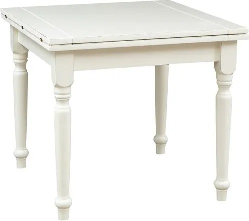 Masa pliabila, L90(180) 90 H80 cm, culoare alb antic, Lemn masiv