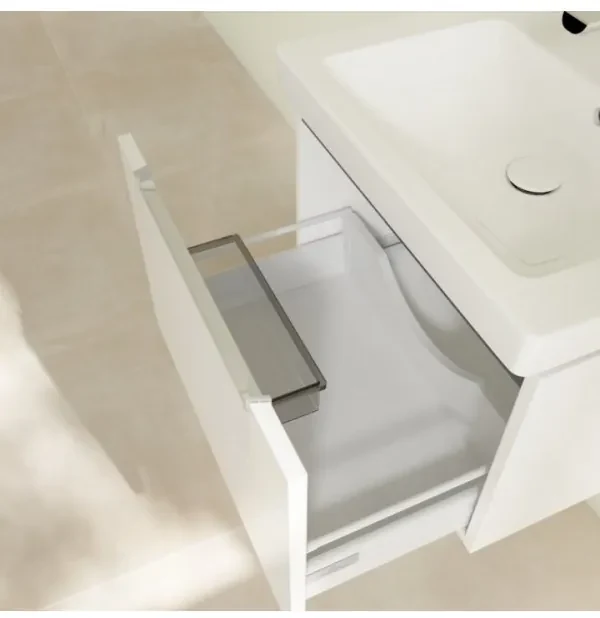 Set mobilier 58.7cm Villeroy&amp;Boch Subway 2.0 alb lucios, cu lavoar Subway 2.0, A68700DH+7113F001