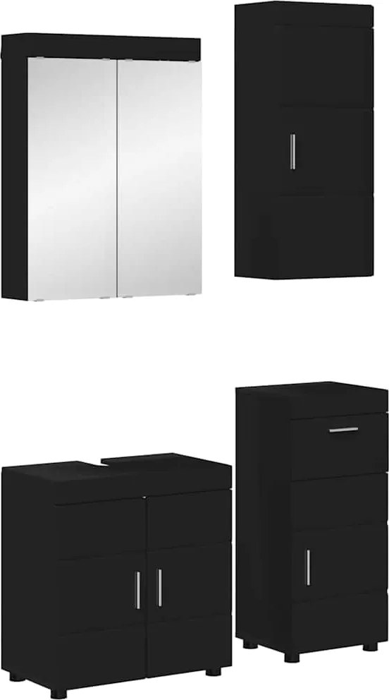 vidaXL Set de mobilier pentru baie cu sertar TULUM Negru Lemn compozit