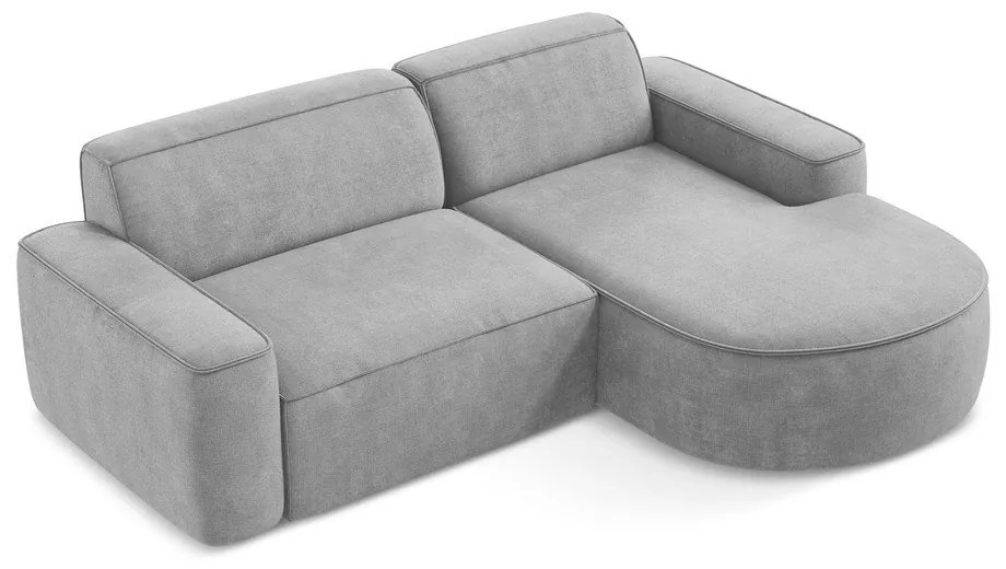 Colțar gri deschis cu tapițerie din chenille (cu colț pe partea dreaptă/cu șezlong) Omao – Makamii