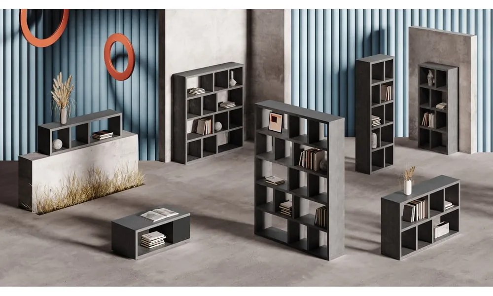 Bibliotecă gri cu aspect de beton 150x83 cm Berlin – TemaHome