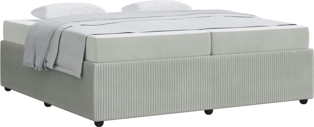 vidaXL Cadru de pat cu saltea Gri deschis 200 x 200 cm țesătură