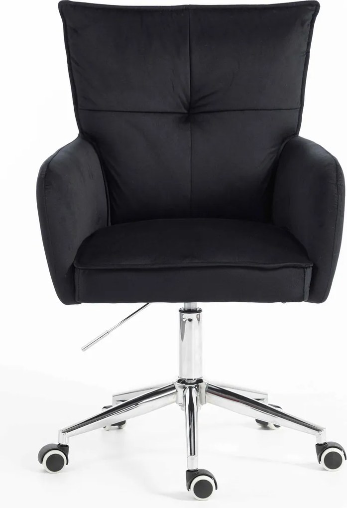 HR250K Scaun Catifea Neagră Bază Cromata
