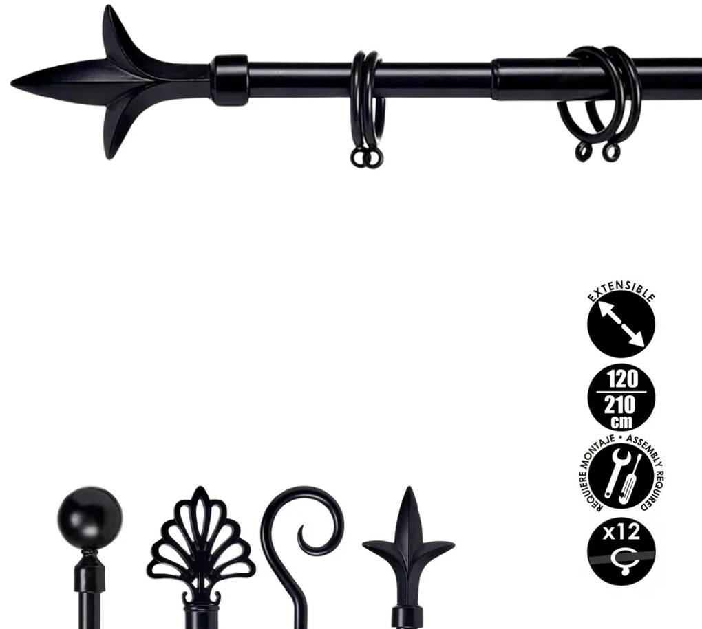 Galerie de metal neagra VALANCE TRIDE