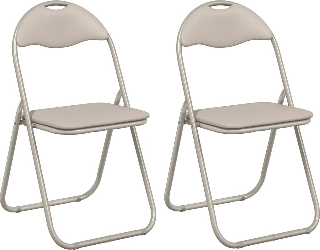 vidaXL Scaun pliant 2 pcs Nisipiu 48 x 43,5 x 81 cm Piele artificială