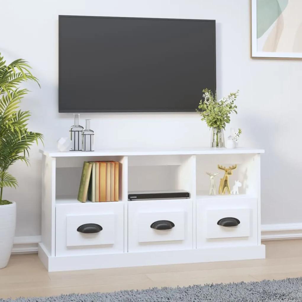 Comoda TV, alb, 100x35x50 cm, lemn prelucrat