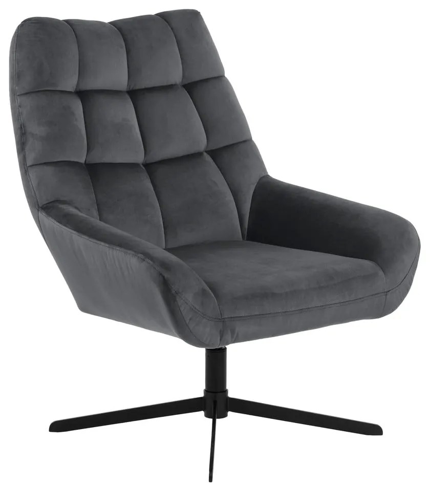 Fotoliu gri pivotant cu tapițerie din catifea Paris – Actona