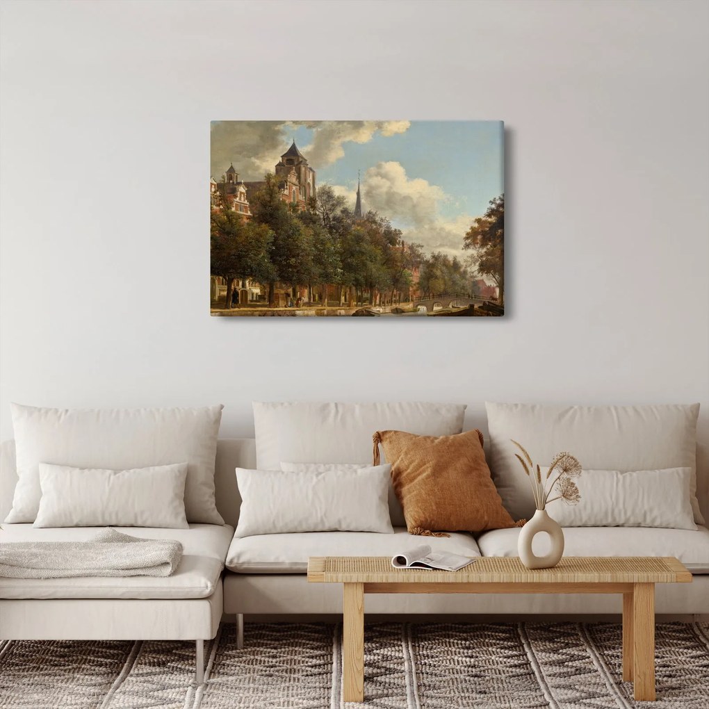 Tablou - Jan van der Heyden, View Down a Dutch Canal, reproducere (90x60 cm)