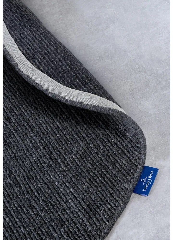 Covor gri închis țesut manual rotund din lână ø 160 cm Francois – Villeroy&Boch