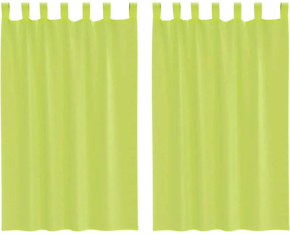 vidaXL Perdele din voile cu tablă 2 buc Verde măr