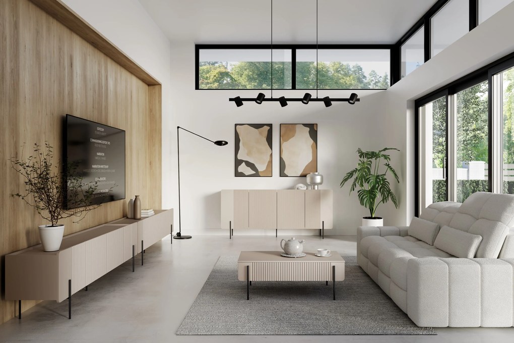 Măsuță de cafea Malmi 100 cm cu sertare - casmir / picioare negre