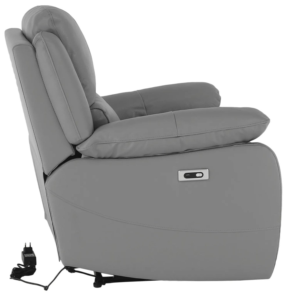 Fotoliu de relaxare, piele / piele ecologică gri VIVAN
