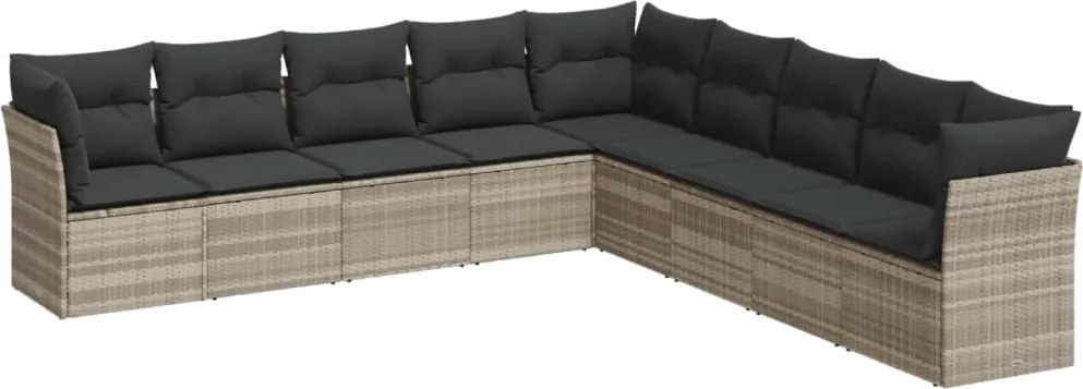 vidaXL Set canapele de grădină cu perne, 9 piese gri deschis poliratan